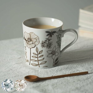 マグカップ 340ml フラワーパターン 磁器 美濃焼 ( 食洗機対応 電子レンジ対応 マグ カップ コップ コーヒーカップ ティーカップ コーヒー 紅茶 ティータイム 花柄 フラワー 日本製 おしゃれ