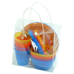 食器セットカラフルセットアウトドア用4人用プラスチック製バッグ付
