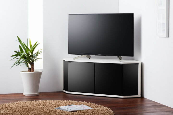 楽天市場】テレビ台 ローボード コーナー型 前面ダークガラス 幅115cm 