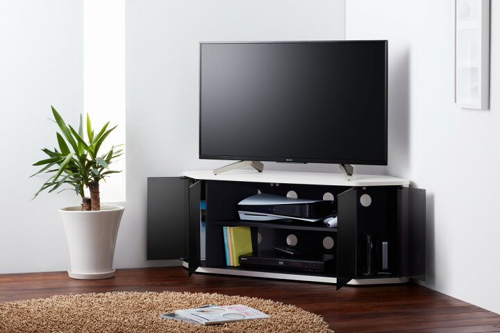楽天市場】テレビ台 ローボード コーナー型 前面ダークガラス 幅115cm 