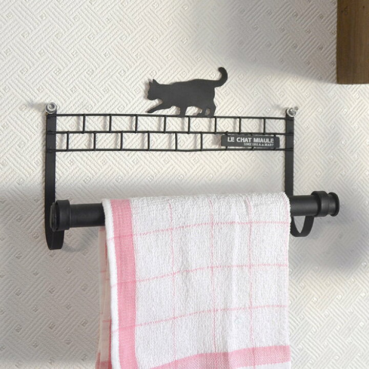 楽天市場】タオル掛け キャットタオルハンガー スチール製 （ ふきん 
