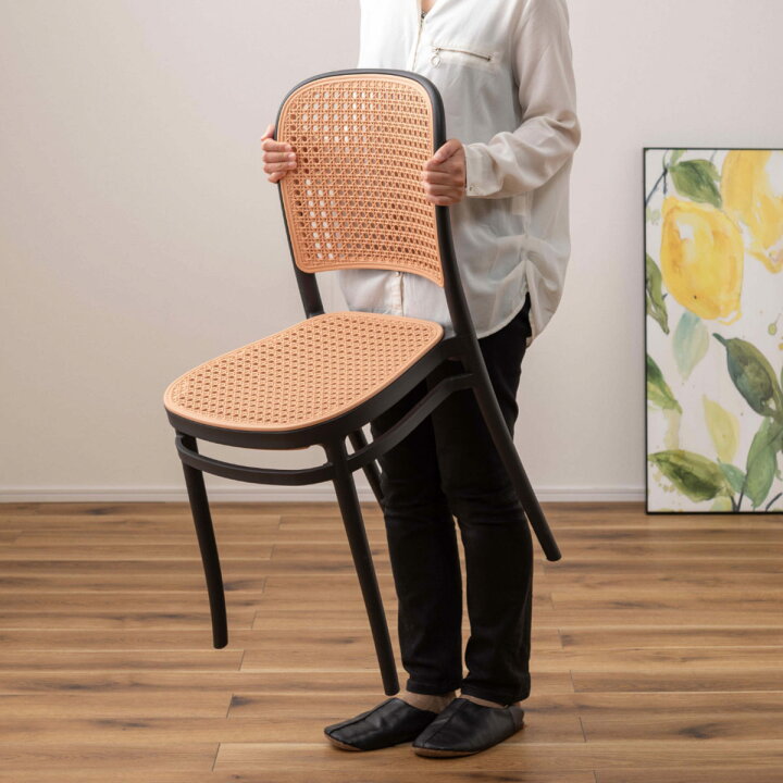 楽天市場】スタッキングチェア ラタン調 座面高46cm 軽量 （ 椅子 