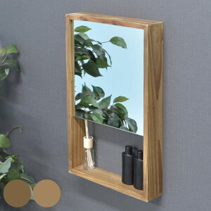 ウォールミラー 北欧 おしゃれ 天然木フレーム アンティーク風 ( ミラー 壁掛け 鏡 収納 スペース付き 木製 フレーム 木ネジ 石こうボード ナチュラル ブラウン )