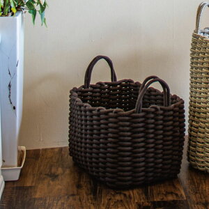 かご コットンロープバスケット スクエア 収納 バスケット 幅35×奥行25×高さ25cm ( ロープストレージ 四角 四角形 収納バスケット 収納ボックス カゴ タオル 洗濯 ランドリーバスケット 持ち