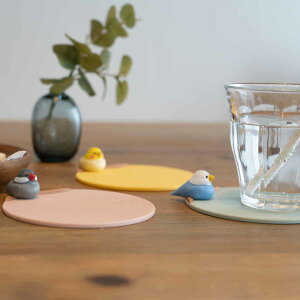 コースター 12cm トリさんコースター シリコーン ( 茶托 グラスマット キッチン雑貨 インテリア 動物 アニマル 鳥 インコ 文鳥 滑りにくい テーブルコーディネート かわいい )