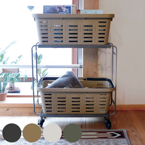 アイアンワゴン バスケット ロング ポストジェネラル 2段 キャスター付き ( ワゴン シェルフ 収納 幅59.5×奥行29.5×高さ82cm 隙間収納 ビンテージ風 おしゃれ ラック 小物置き 小物収納 リビン