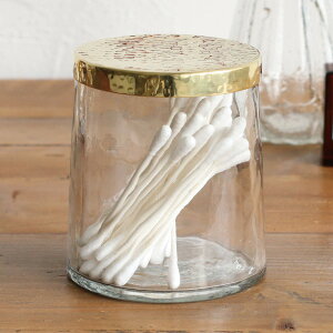 アクセサリーケース インブルーム ブラス&ガラスキャニスター ハイ ( in bloom 小物入れ 小物ケース 蓋 ガラスジャー 真鍮 ブラス ガラス 綿棒ケース コットンケース リップクリーム 容器 可