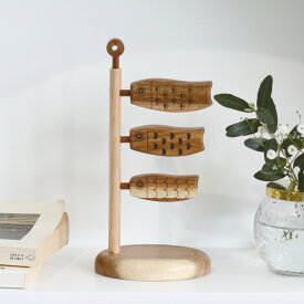 ナインマーケ スワーウッド こいのぼり （ 鯉のぼり 鯉登 室内用 マンション 卓上 ミニ 初節句 脇飾り 五月人形 端午の節句 飾り 置物 オブジェ こどもの日 コンパクト おしゃれ プレゼント 男の子 木目 玄関 こども 室内 ）