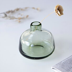 花瓶 ガラスベース ミスルトー ラウンド ショート （ 花ビン 花びん 花器 ベース フラワーベース フラワー 花 飾る 花入れ ガラス ガラス製 クリア 透明 おしゃれ 一輪挿し ）