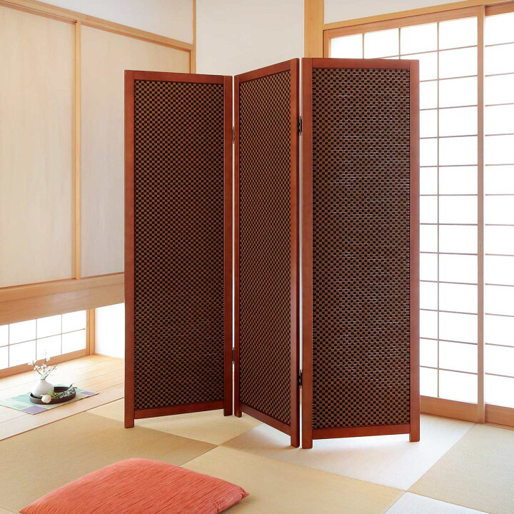 楽天市場】衝立 竹すだれ衝立 3連 市松柄 高さ170cm （ 送料無料  