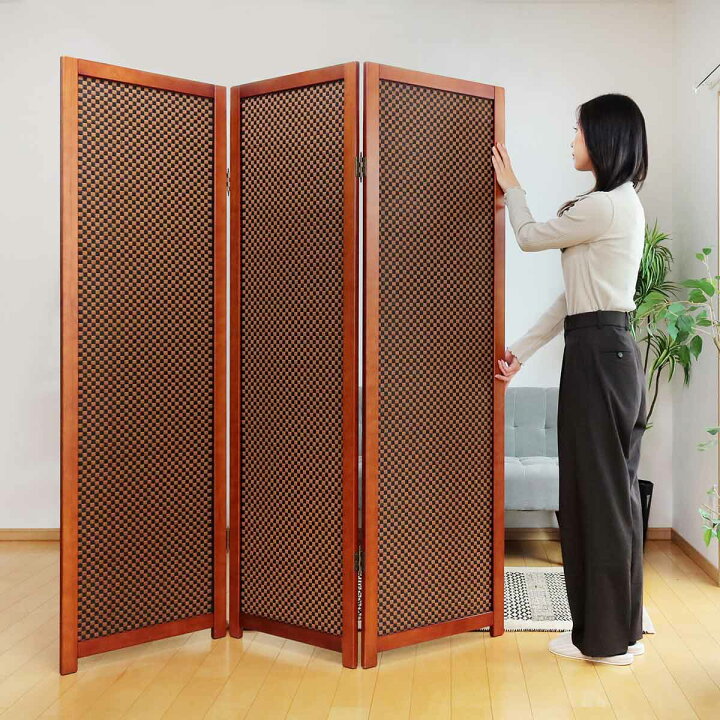 楽天市場】衝立 竹すだれ衝立 3連 市松柄 高さ170cm （ 送料無料 