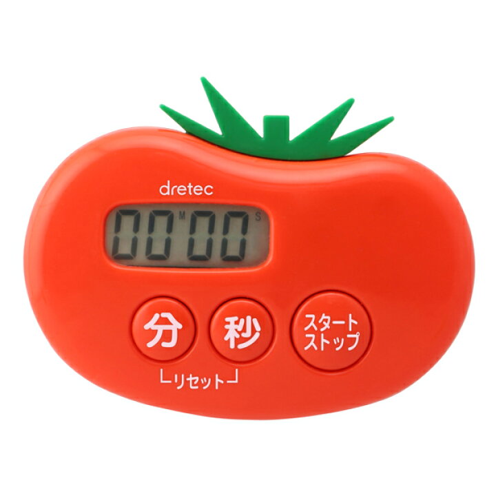 楽天市場 キッチンタイマー マグネット付き 抗菌加工 トマトタイマー デジタルタイマー クッキングタイマー 磁石 カウントアップ機能 カウントダウン機能 リピート機能 簡単操作 見やすい 抗菌 ドリテック リビングート 楽天市場店