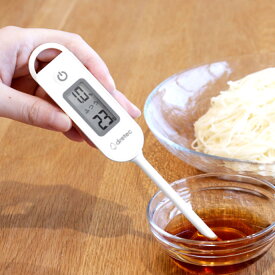 塩分計 しおぽかるん 温度計 フック付き ドリテック （ dretec 塩分濃度計 塩分測定器 塩分チェッカー 調理用温度計 0.1％単位 スティック型 デジタル温度計 防水 健康グッズ 塩分濃度 簡単 高血圧 減塩 健康管理 ダイエット ）