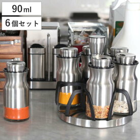 ダルトン スパイスジャー 90ml 6個セット Curved spice jar set of 6 調味料入れ （ DULTON 塩胡椒入れ 塩こしょう入れ ソルト ペッパー セット ステンレス製 調味料ボトル スパイスボトル 粉末調味料 卓上 容器 スタンド付き ）