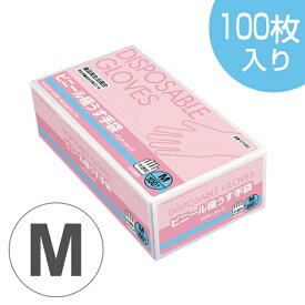 ビニール手袋 100枚 薄手 食品対応 Mサイズ （ 作業手袋 業務用 ビニール ダンロップ 掃除 園芸 調理 ダンロップ ）