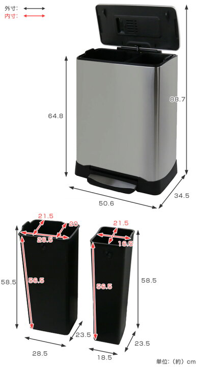 楽天市場】EKO ゴミ箱 28L+18L ネオキューブ ステップピン （ 送料無料 