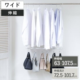 ハンガー 収納アップブランコハンガー 伸縮式 ワイド 幅63～107.5×奥行9.3×高さ72.5～101.7cm （ ブランコハンガー 2段 クローゼット 吊り下げ 収納アップハンガー クローゼット収納 収納アップ 省スペース 収納 衣類収納 大容量 ）