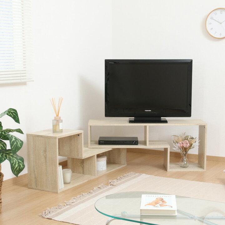 楽天市場】テレビ台 伸縮型 L字型 幅105cm-207cm 木製 （ TV台 TV 