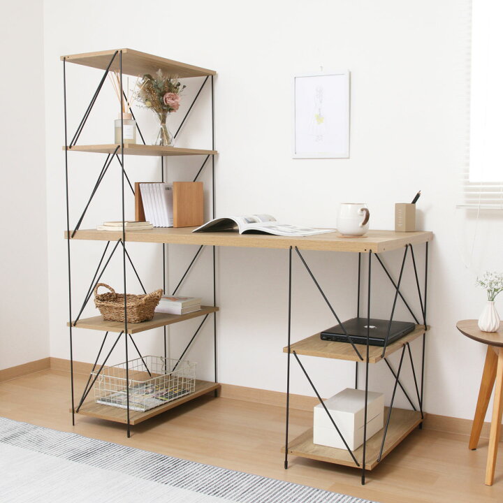 楽天市場】EZBO ワークデスク 幅122cm 収納ラック付 ワイヤーデスク  