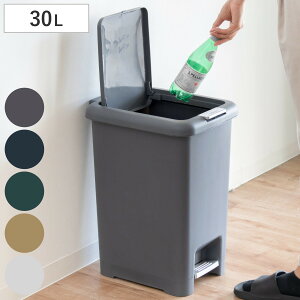 ゴミ箱 30L 2WAY ダストボックス ( ごみ箱 30リットル 幅30 ペダル式 プッシュ式 ふた付き 分別 角型 ワンプッシュ 大容量 キッチン 袋止め付 袋見えない 無地 シンプル )