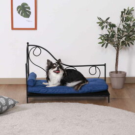 ペットベッド 幅68cm スチールフレーム クッション （ 送料無料 ペットソファ 犬 猫 ペット家具 ペット用 ベッド ソファー アイアンフレーム アンティーク調 ロータイプ 小型犬 中型犬 おしゃれ かわいい ）
