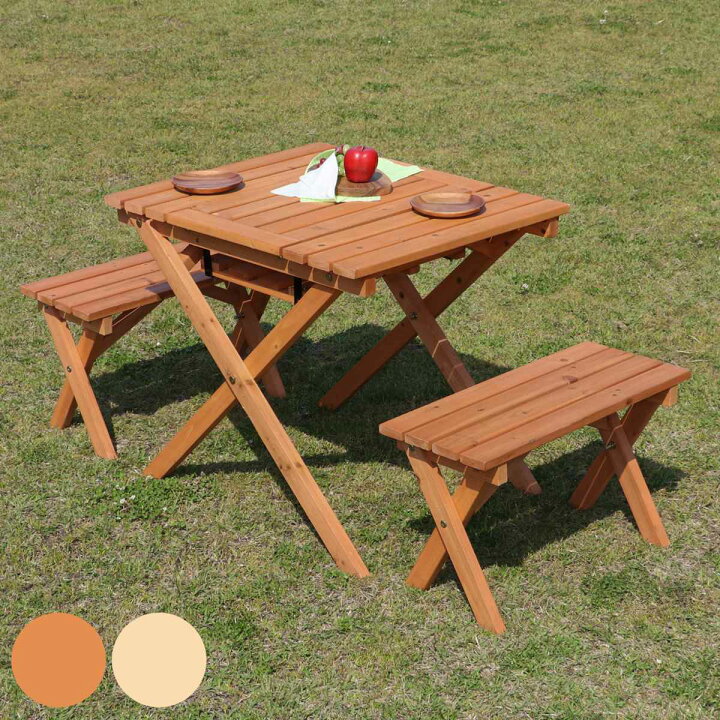 楽天市場】ガーデンテーブル 杉材BBQテーブル＆ベンチセット 