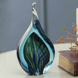 ガラスインテリアオブジェ（Glass interior objects） ミックス L ブルー （ ガラス オブジェ 置き物 ガラス細工 玄関 寒色 しずく型 クリア 透明 ペーパーウェイト インテリア ニッチ トイレ 癒し ）