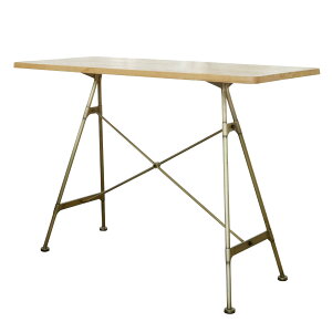 カウンターテーブル おしゃれ 天然木 ゴールドフレーム 高さ107.5cm ( ハイテーブル ハイタイプ バー カウンター テーブル 長方形 165×65cm アッシュ 無垢材 キッチン リビング アンティーク調