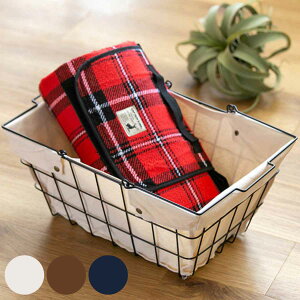 ワイヤーバスケット L 幅43×奥行30×高さ20cm ファブリック ( 収納バスケット 布付きバスケット 布 角型 バスケット 収納 持ち手付き 小物収納 ワイヤー 布付き 内布 スクエア型 四角 持ち運び