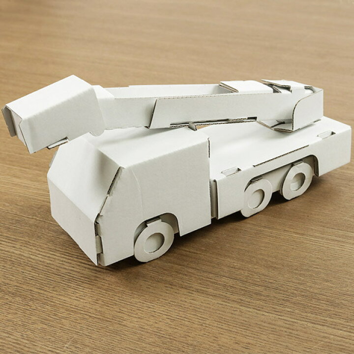 楽天市場 消防車 ダンボール のりもの 紙製 立体パズル 組立 工作キット ペパークラフト ペーパーアート キット のりものシリーズ 段ボール 組み立て 作る 簡単 リサイクル エコ 立体的 本格的 お絵描き 色塗り はしご伸びる リビングート 楽天市場店