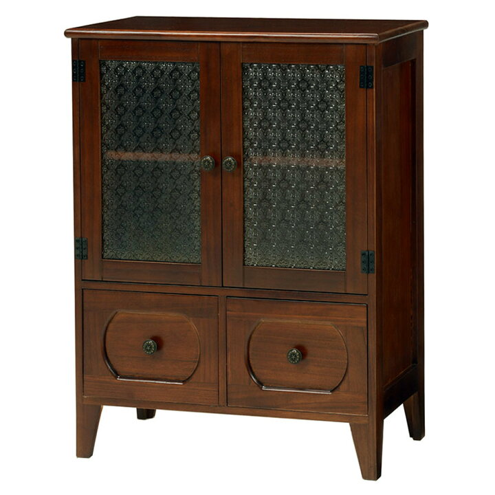 楽天市場】キャビネット アンティーク調 桐製 ガラス扉 幅60cm （ 送料  