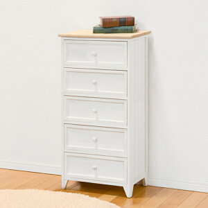 チェスト 5段 アンティーク調 シャビーウッド 幅41cm ( 送料無料 収納チェスト 収納 引き出し キャビネット 洋たんす 天然木 完成品 引出し収納 多段チェスト 木製 ホワイト ナチュラル おし