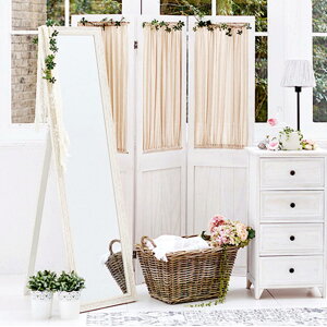 パーテーション 3連 衝立 カーテン付 天然木 フレンチカントリー シャビーウッド ( 送料無料 間仕切り 目隠し パーティション 自立 折りたたみ カーテン 仕切り ついたて 木 完成品 おしゃ