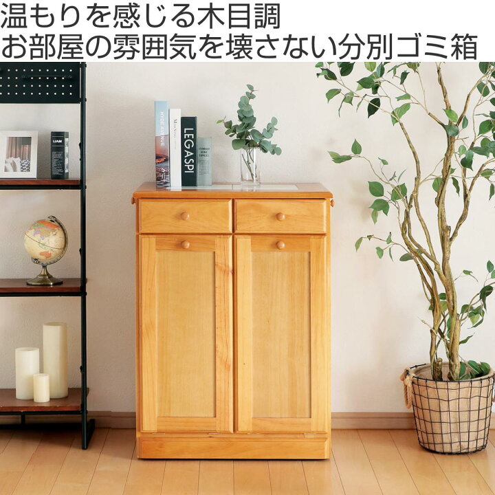 楽天市場】ゴミ箱 木製 50L 25L×2 家具調 （ ごみ箱 25リットル 2分別 