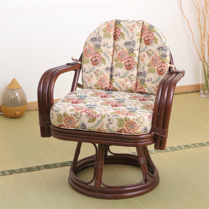 楽天市場】籐 回転座椅子 座面高 16cm 26cm 36cm 42cm 花柄 軽量 （ 座 