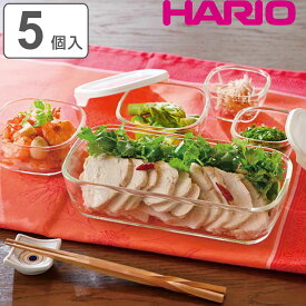 ハリオ 保存容器 110ml 250ml 900ml スタッキング耐熱ガラスコンテナ＋ミニ角小鉢 5個セット （ HARIO 耐熱ガラス 電子レンジ対応 食洗機対応 オーブン対応 日本製 耐熱容器 ガラス 保存 容器 ガラス容器 食品保存 積み重ね 小鉢 ）
