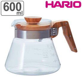 ハリオ コーヒーサーバー 600ml 耐熱ガラス （ HARIO ガラス コーヒーポット コーヒーカラフェ 熱湯 耐熱 木製 ハンドル おしゃれ コーヒー 珈琲 紅茶 お茶 ティータイム ナチュラル ）