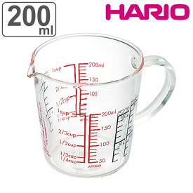 ハリオ メジャーカップ ワイド 200ml 耐熱ガラス （ HARIO 計量コップ メジャーコップ 熱湯OK 200cc ガラス製 電子レンジ対応 食洗機対応 レンジOK 計量器具 目盛り メモリ付き 両面メモリ 粉もはかれる 取っ手付き 下ごしらえ ）
