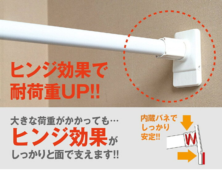 楽天市場 突っ張り棒 取付幅 73 113cm 小 突ぱりスーパー極太ポール 強力 2本セット つっぱり棒 突っ張りポール 伸縮棒 突ぱりポール 収納 ハンガーラック ホワイト 白 室内干し リビングート 楽天市場店