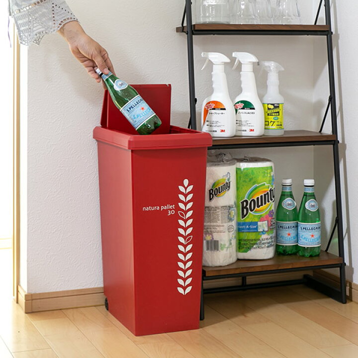 楽天市場 ゴミ箱 30l スライドペール リーフ ふた付き ごみ箱 30リットル 30l キッチン 分別 ダストボックス スライド プラスチック キャスター 棚下 スリム カウンター 大容量 蓋付き 角型 縦型 シンプル おしゃれ リビング カウンター下 リビングート 楽天市場店