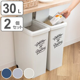 ゴミ箱 30L 同色2個セット スライドペール アースカラー （ 30リットル 30l スリム スライド蓋 ごみ箱 キッチン 分別 縦型 2個 まとめ買い セット 蓋つき ダストボックス キャスター付き 袋止め付き シンプル おしゃれ ）