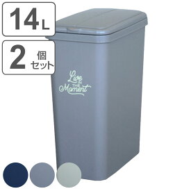 ゴミ箱 14L 同色2個セット エコペール アースカラー （ ごみ箱 14リットル ふた付き 幅17.7 高さ39cm 縦型 コンパクト スリム 分別 ナイトブルー クールグレー ミルクティーベージュ おしゃれ ）