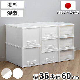 【当店限定カラー】収納ケース クローゼット 浅型 深型 ファインテナー （ 収納ボックス 押し入れ 衣装ケース 幅36 奥行60 高さ21.5 高さ32 日本製 衣類ケース 押入れ収納 大容量 スタッキング プラスチック製 ）