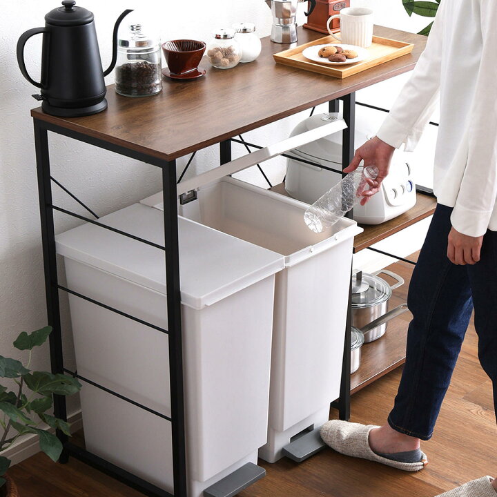 楽天市場】キッチンカウンター 幅100cm スライド棚 高耐荷重 ゴミ箱上 