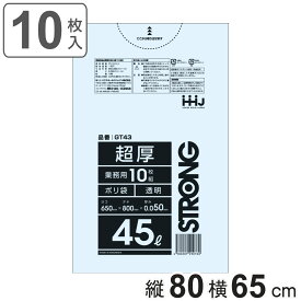 ゴミ袋 45L 80×65cm 厚さ0.05mm 10枚入 透明 GT43 （ ポリ袋 ごみ袋 45リットル 10枚 ゴミ 袋 縦80cm 横65cm ツルツル ポリエチレン キッチン リビング 消耗品 常備品 ）