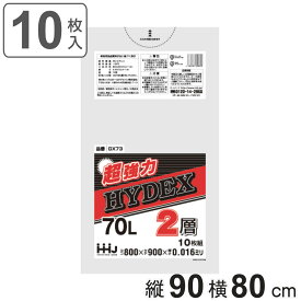 ゴミ袋 70L 90×80cm 厚さ0.016mm 10枚入 半透明 GX73 （ ポリ袋 ごみ袋 70リットル 10枚 ゴミ 袋 縦90cm 横80cm ツルツル 2層タイプ ポリエチレン キッチン リビング 消耗品 常備品 ）