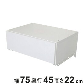 収納ケース 引き出し 1段 ブラケット付き 幅75cm フィットラック （ パーツ オプション 部品 DIY 収納 小物収納 小物入れ 壁掛け 浮かせる収納 可動棚 オープンラック 収納ラック 有効活用 ホワイト 引出し ）