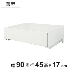 収納ケース 薄型 引き出し 1段 ブラケット付き 幅90cm フィットラック （ パーツ オプション 部品 DIY 収納 小物収納 小物入れ 壁掛け 浮かせる収納 可動棚 オープンラック 収納ラック 有効活用 ホワイト 引出し ）