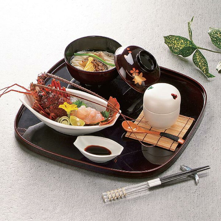 楽天市場】懐石盆 木製 尺2 くつわ盆 溜 盆 敷膳 越前漆器 漆塗 角盆 