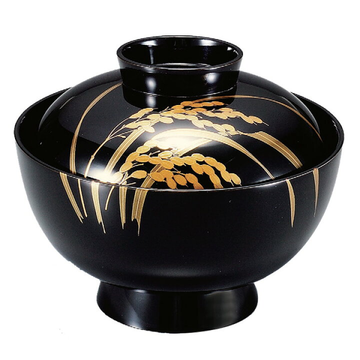 吸い物椀 木製 4.2寸 芙蓉 黒漆塗 漆塗 汁椀 吸い物 本漆塗 磨蒔絵 和 